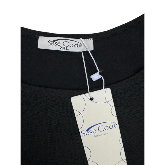 Sese Code Womens Ruffle 3/4 Sleeve Mesh Loose Black Size‎ 2XL Top New Lined - Picture 5 of 7